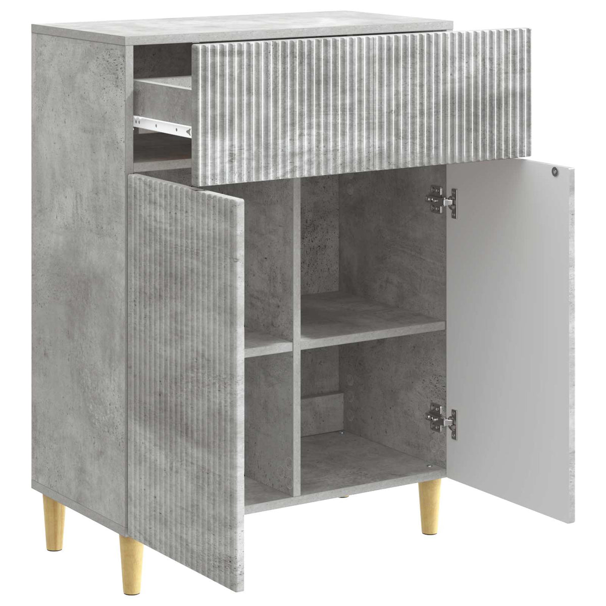 Sideboard med skuffe Betongrå 66 x 34,5 x 90 cm Konstrueret træ