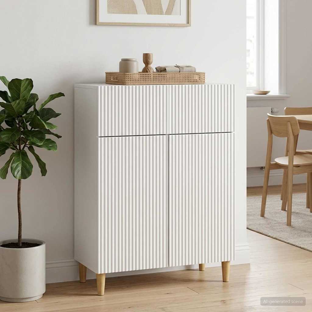 Sideboard Hvid højglans 66 x 34,5 x 90 cm Konstrueret træ