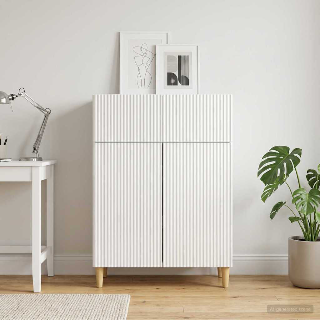 Sideboard Hvid højglans 66 x 34,5 x 90 cm Konstrueret træ