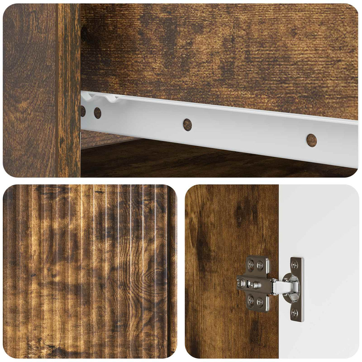 Sideboard med skuffe Røget eg 66 x 34,5 x 90 cm Konstrueret træ