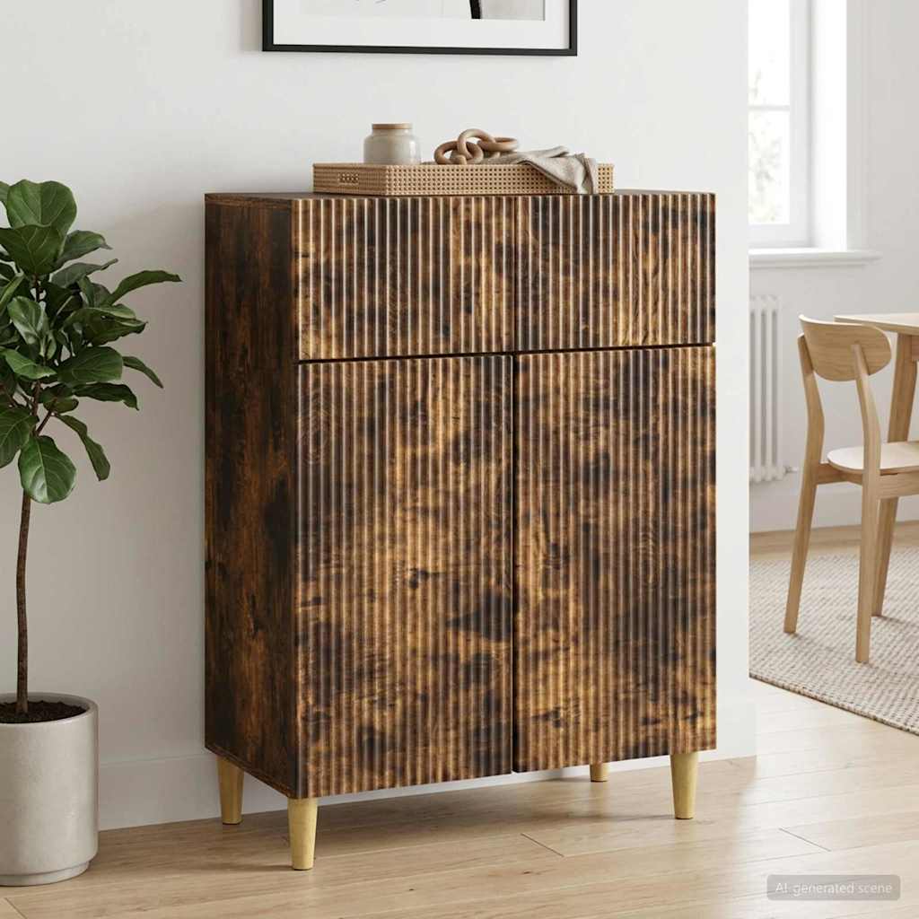 Sideboard med skuffe Røget eg 66 x 34,5 x 90 cm Konstrueret træ