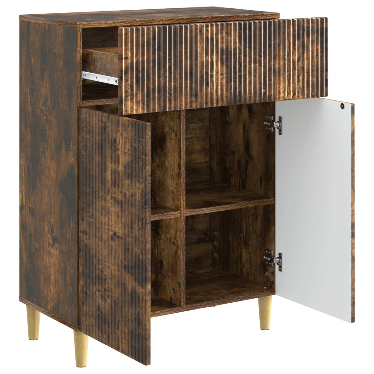 Sideboard med skuffe Røget eg 66 x 34,5 x 90 cm Konstrueret træ