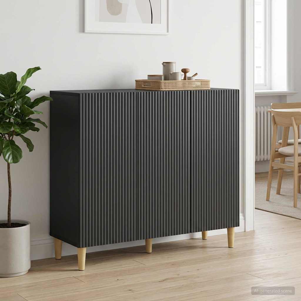 Sideboard Sort 89 x 34,5 x 80 cm Konstrueret træ