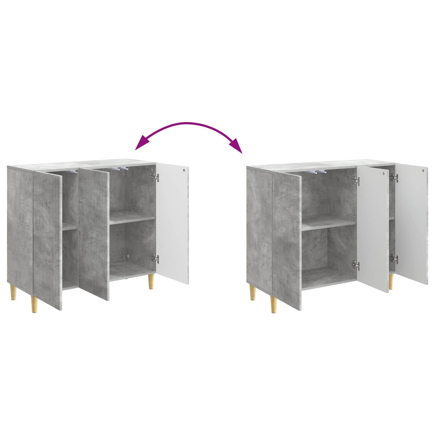 Sideboard Betongrå 89 x 34,5 x 80 cm Konstrueret træ