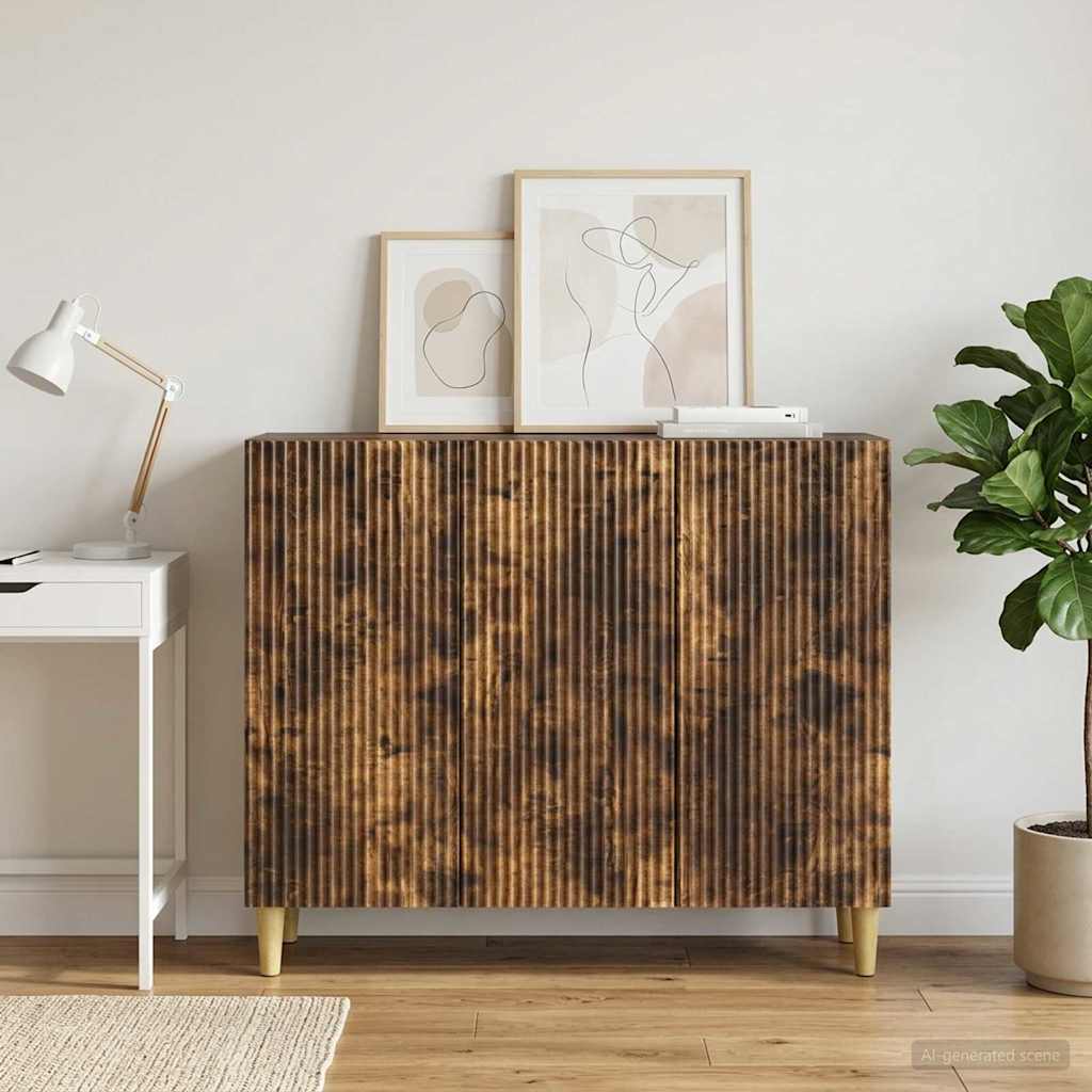 Sideboard Røget eg 89 x 34,5 x 80 cm Konstrueret træ
