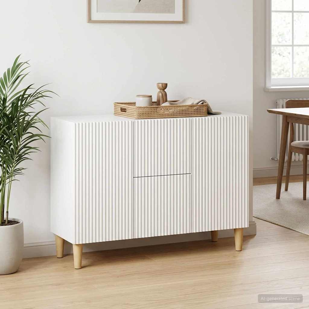 Sideboard Hvid højglans 89 x 34,5 x 60 cm Konstrueret træ