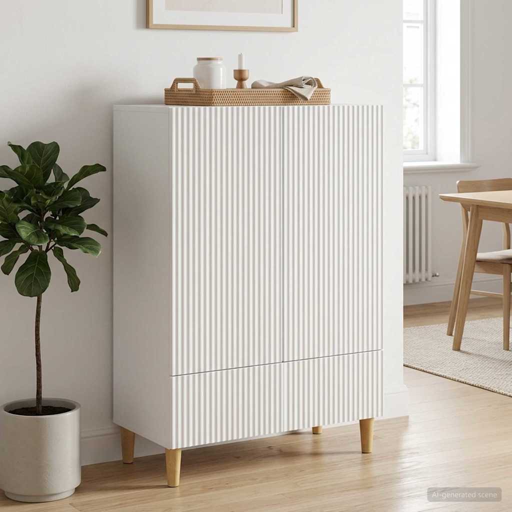 Sideboard Hvid 66 x 34,5 x 95 cm Konstrueret træ