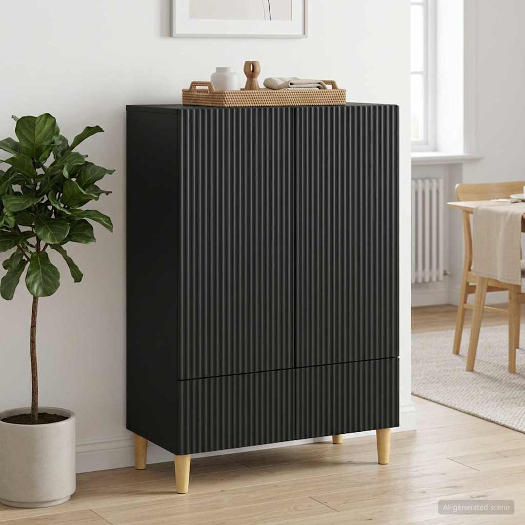 Sideboard med skuffe Sort 66 x 34,5 x 95 cm Konstrueret træ