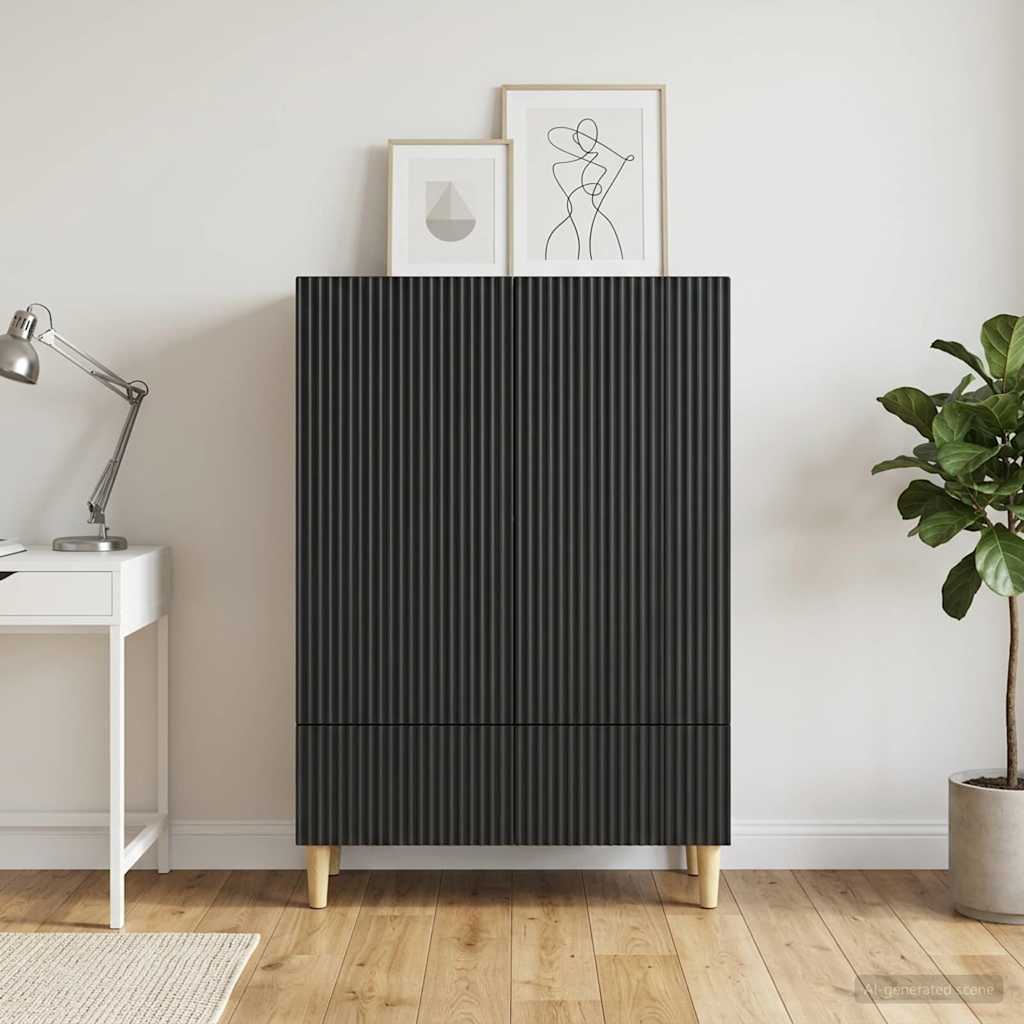 Sideboard med skuffe Sort 66 x 34,5 x 95 cm Konstrueret træ