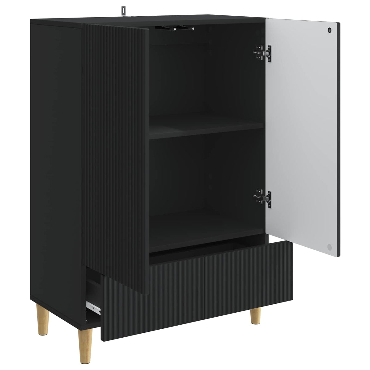 Sideboard med skuffe Sort 66 x 34,5 x 95 cm Konstrueret træ