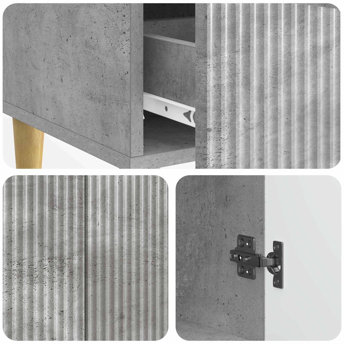 Sideboard med skuffe Betongrå 66 x 34,5 x 95 cm Konstrueret træ