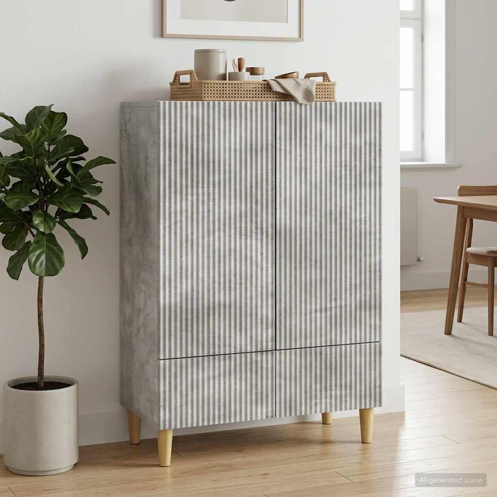 Sideboard med skuffe Betongrå 66 x 34,5 x 95 cm Konstrueret træ