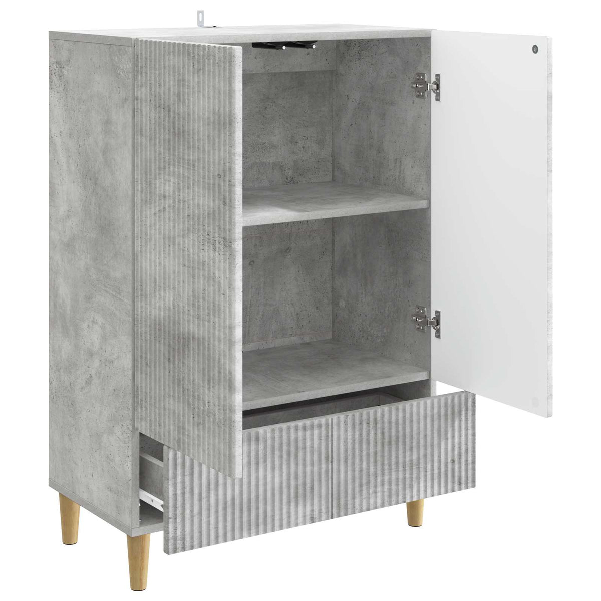 Sideboard med skuffe Betongrå 66 x 34,5 x 95 cm Konstrueret træ
