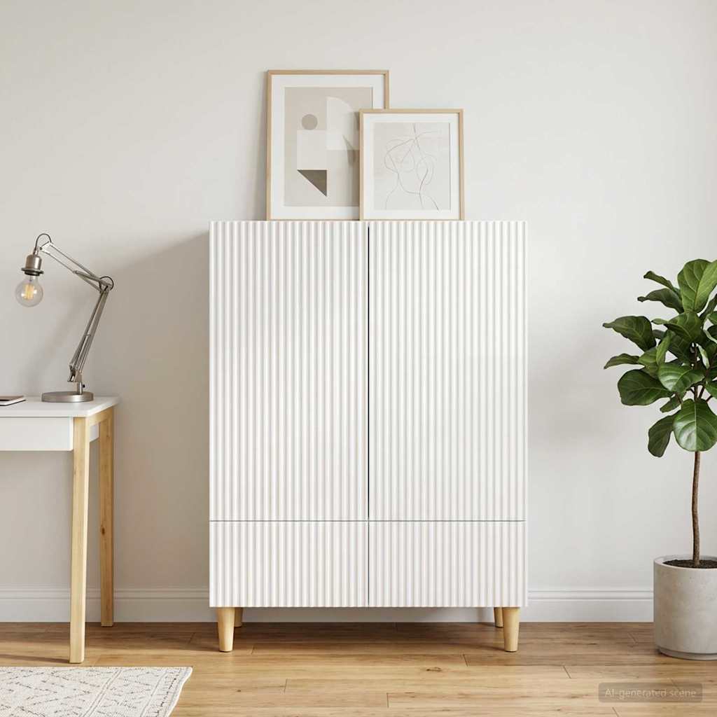 Sideboard Hvid højglans 66 x 34,5 x 95 cm Konstrueret træ