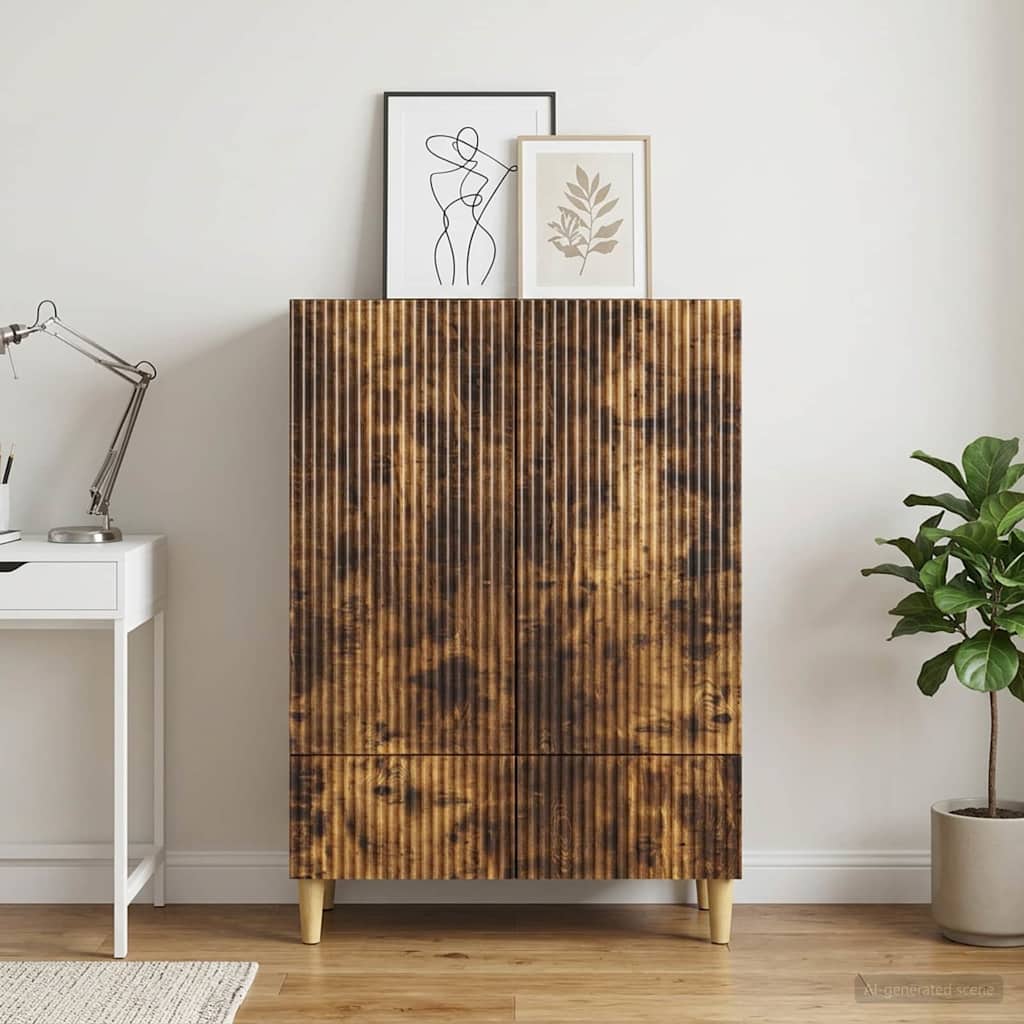 Sideboard med skuffe Røget eg 66 x 34,5 x 95 cm Konstrueret træ