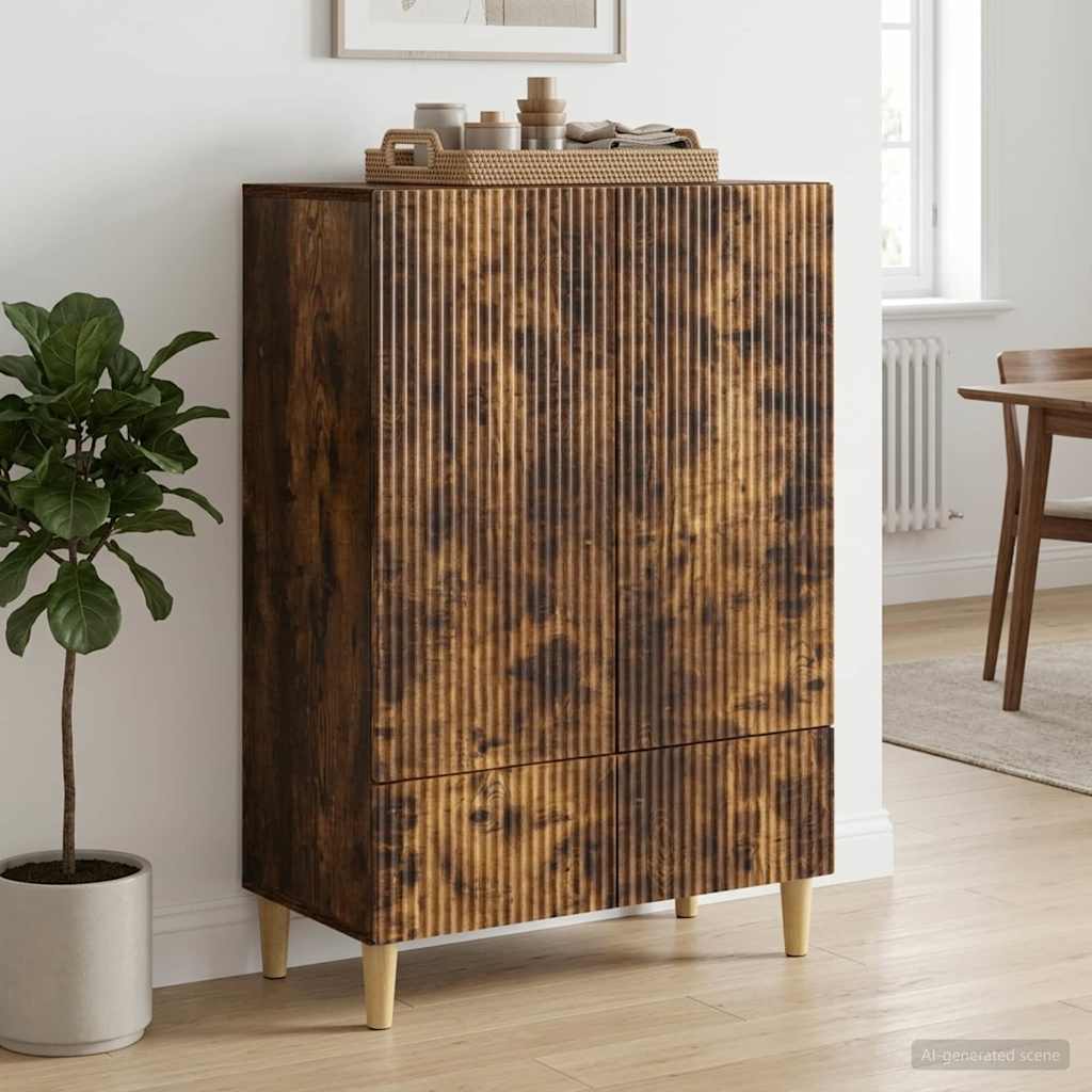 Sideboard med skuffe Røget eg 66 x 34,5 x 95 cm Konstrueret træ