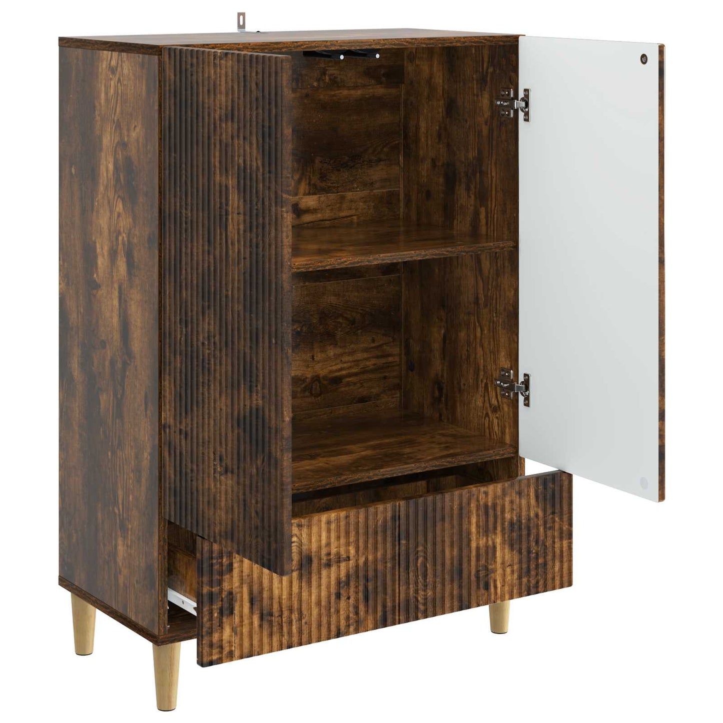 Sideboard med skuffe Røget eg 66 x 34,5 x 95 cm Konstrueret træ