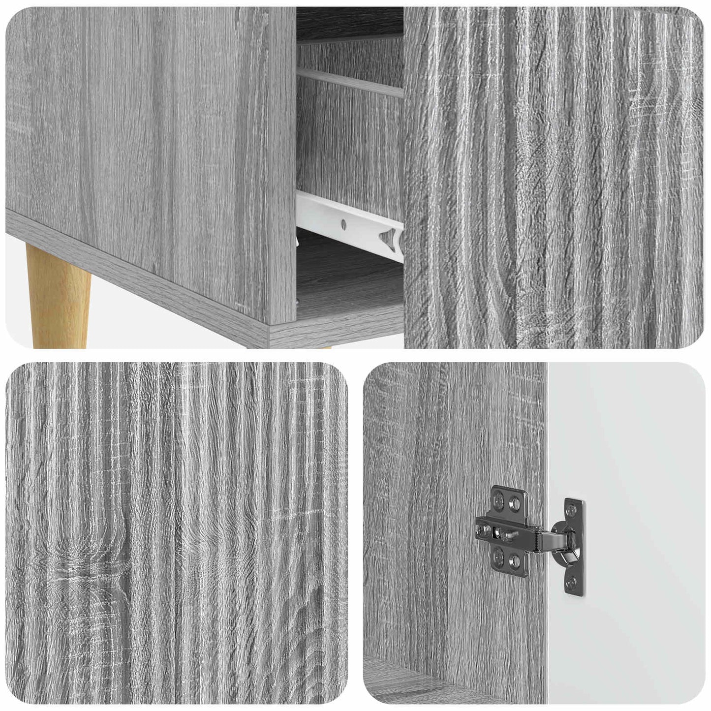 Sideboard Grå sonoma-eg 66 x 34,5 x 95 cm Konstrueret træ