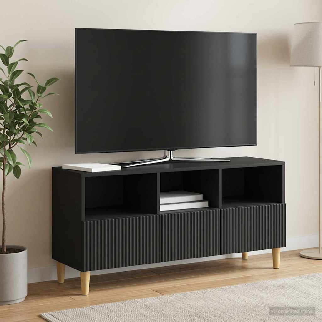 TV-skab 102 x 34,5 x 50 cm Sort Konstrueret træ