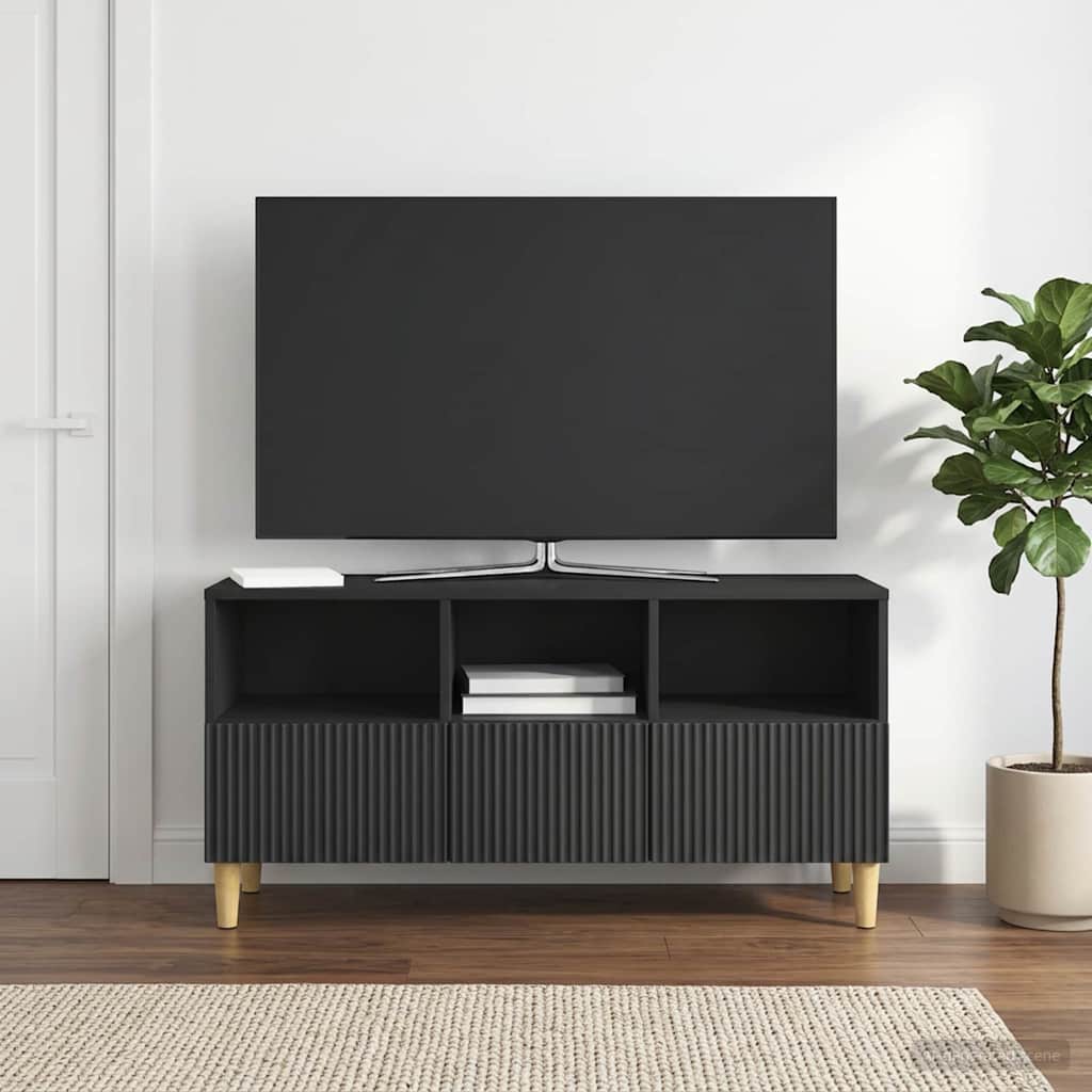TV-skab 102 x 34,5 x 50 cm Sort Konstrueret træ