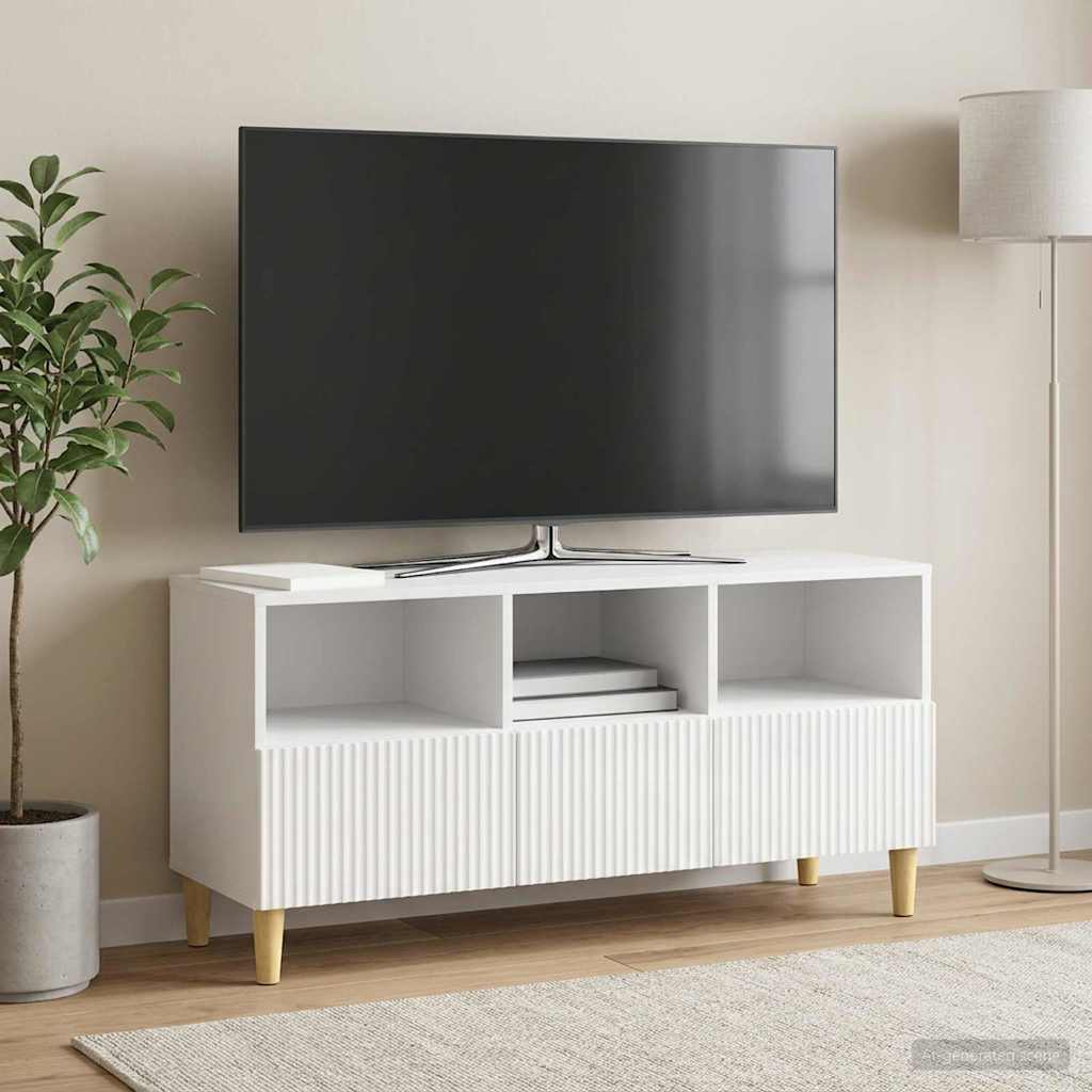TV-skab 102 x 34,5 x 50 cm Hvid højglans Konstrueret træ