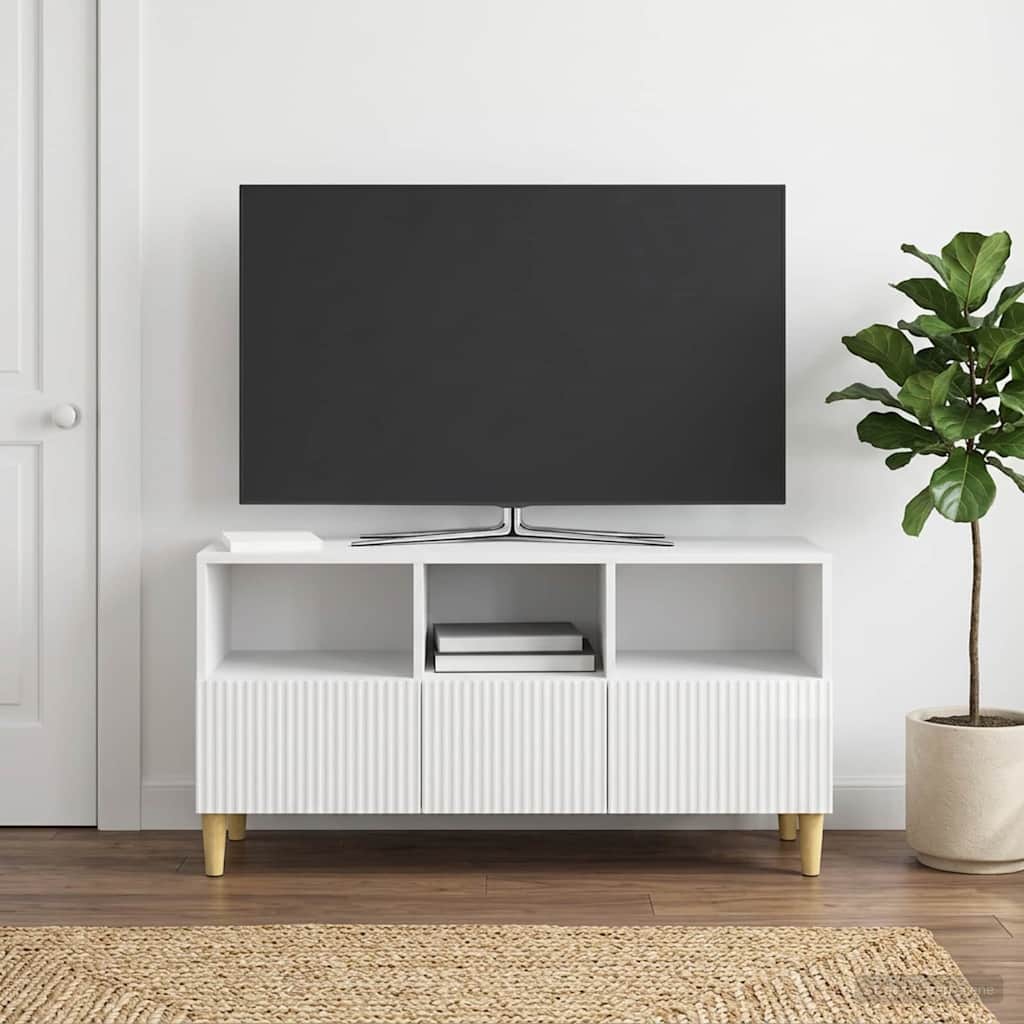 TV-skab 102 x 34,5 x 50 cm Hvid højglans Konstrueret træ