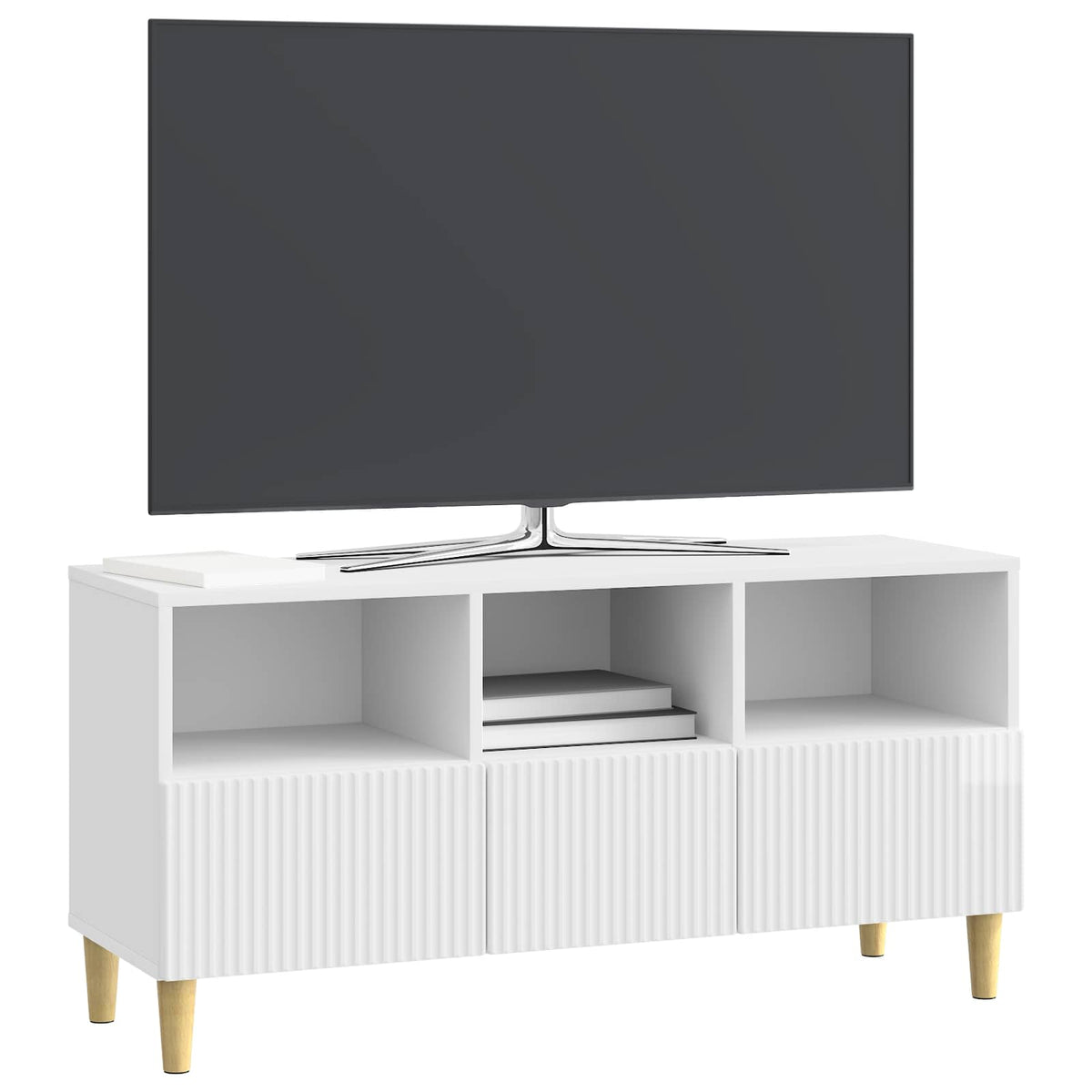 TV-skab 102 x 34,5 x 50 cm Hvid højglans Konstrueret træ