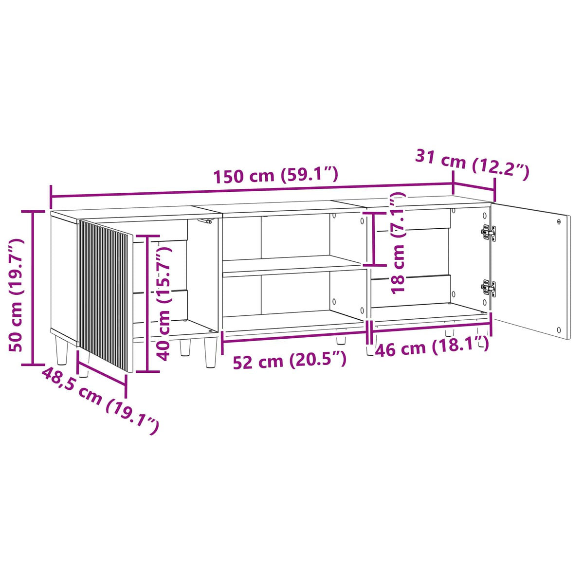 TV-skab Røget eg 150 x 31 x 50 cm Konstrueret træ
