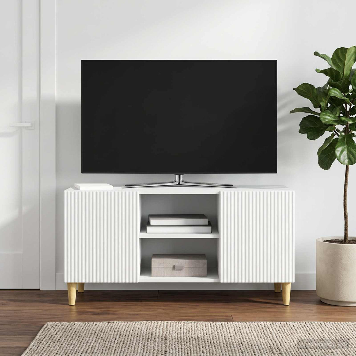 TV-skab Hvid 102 x 34,5 x 50 cm Konstrueret træ