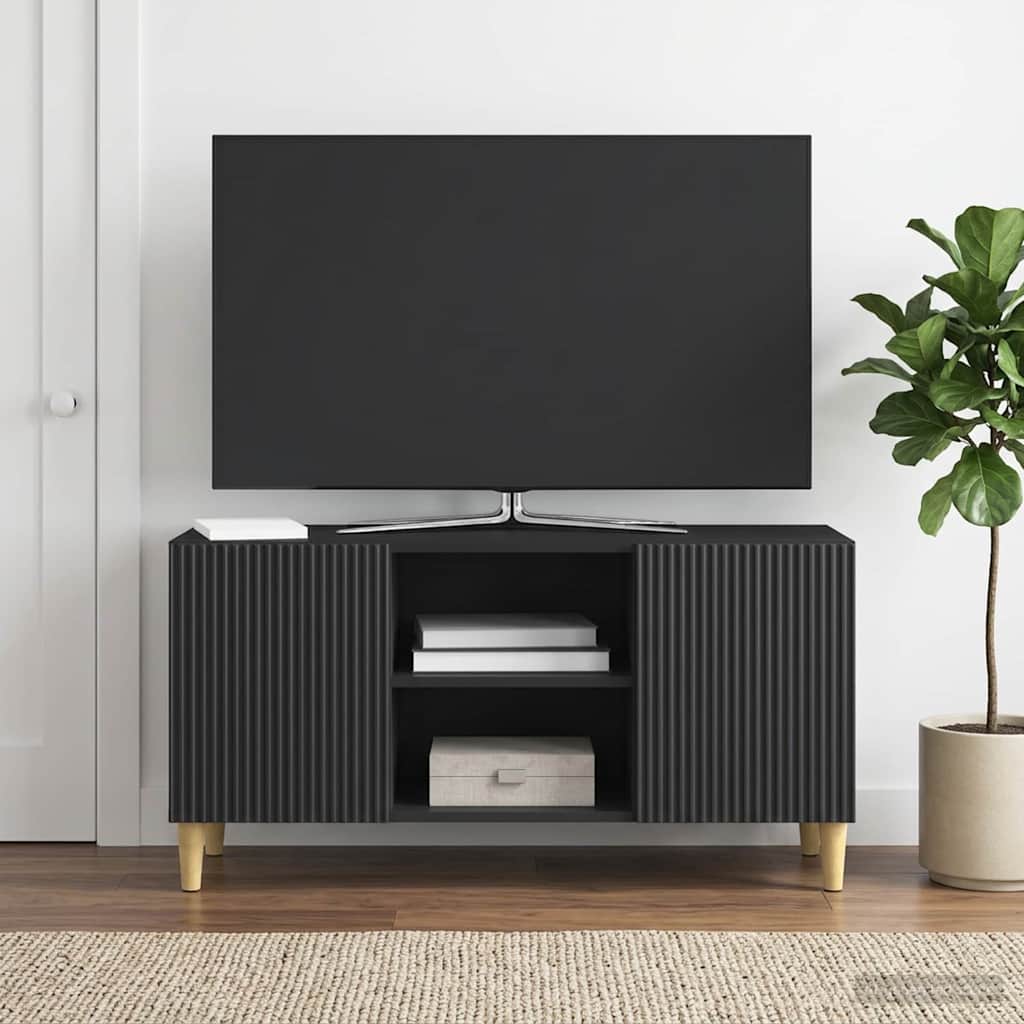TV-skab 102 x 34,5 x 50 cm Sort Konstrueret træ