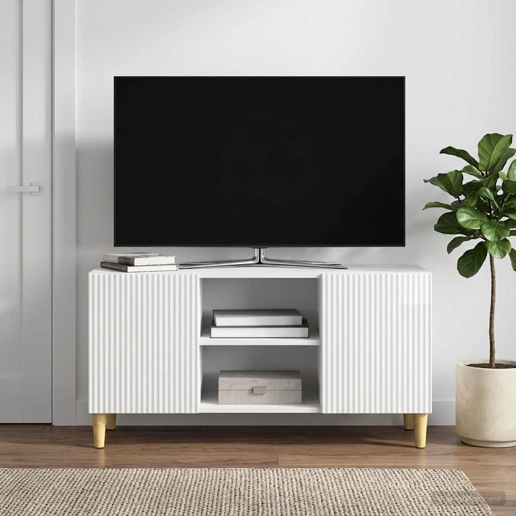 TV-skab 102 x 34,5 x 50 cm Hvid højglans Konstrueret træ