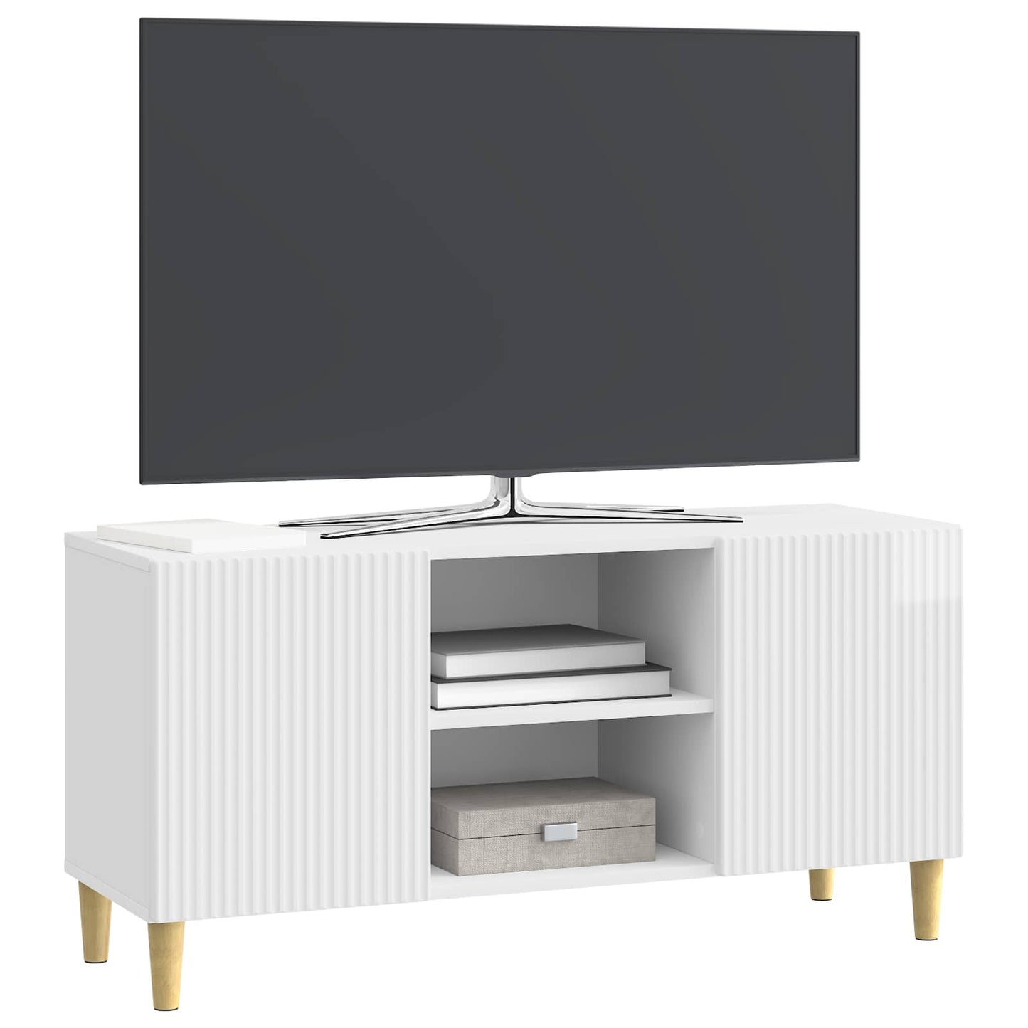 TV-skab 102 x 34,5 x 50 cm Hvid højglans Konstrueret træ