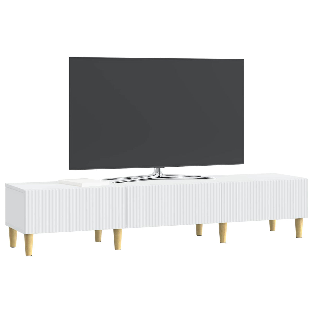 TV-skab med skuffe Hvid 147 x 34,5 x 30 cm Konstrueret træ