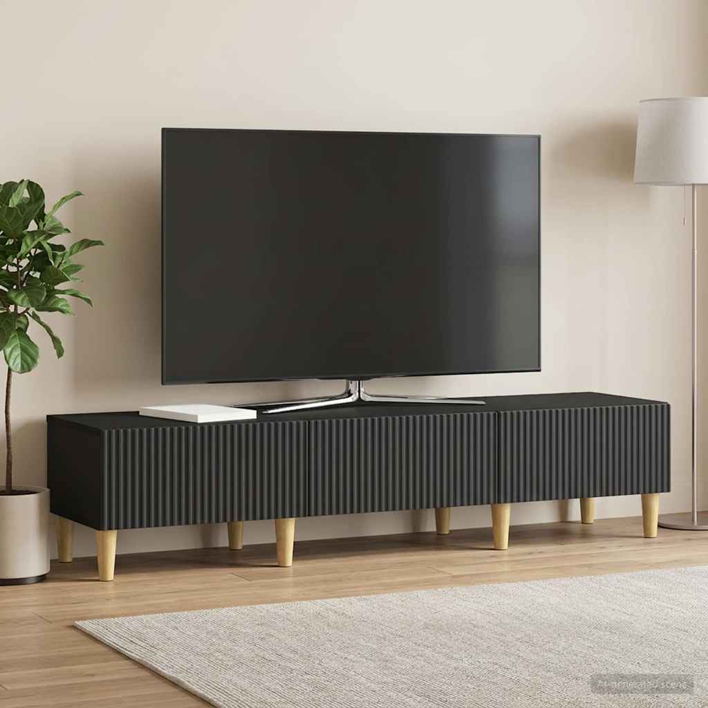 TV-skab 147 x 34,5 x 30 cm Sort Konstrueret træ
