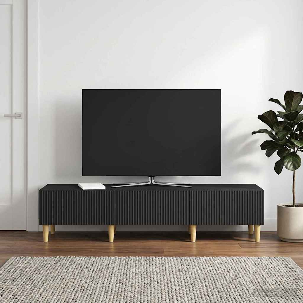 TV-skab 147 x 34,5 x 30 cm Sort Konstrueret træ