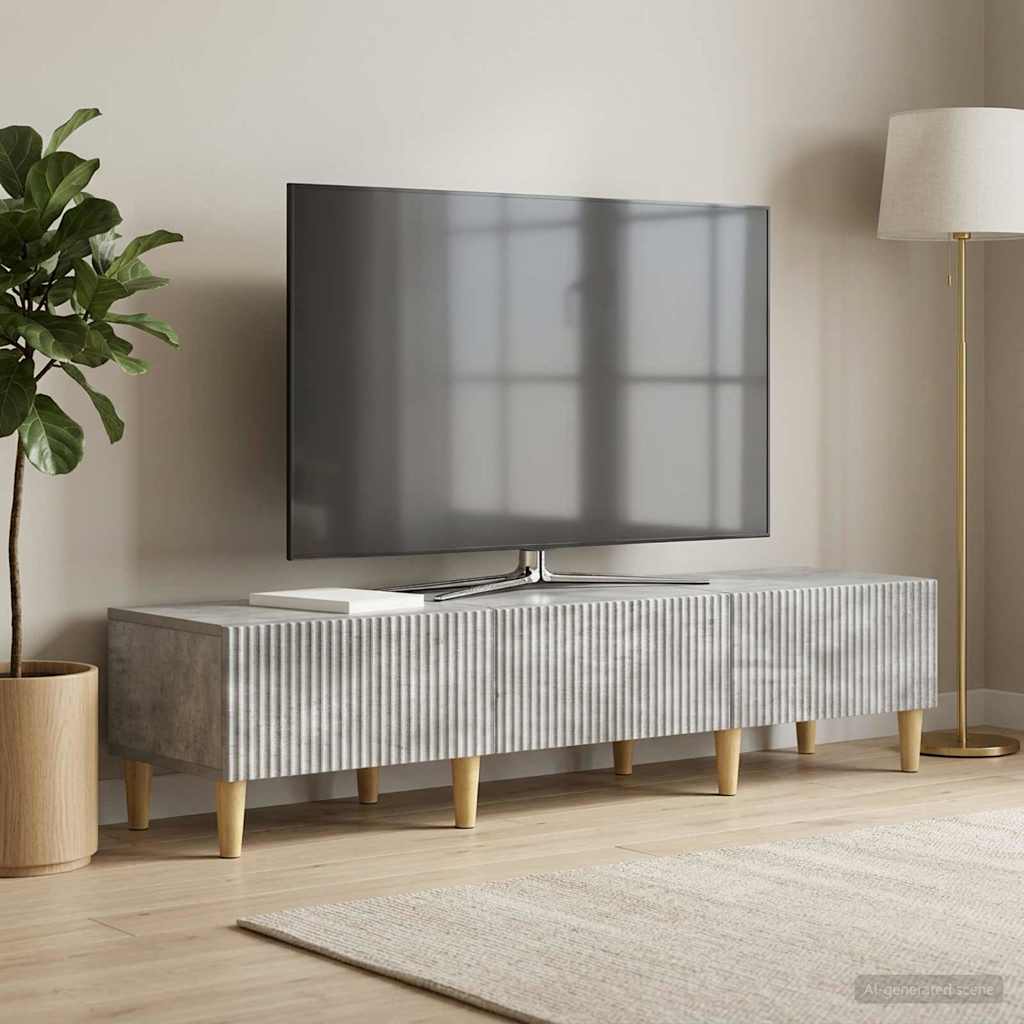 TV-skab med skuffe Betongrå 147 x 34,5 x 30 cm Konstrueret træ