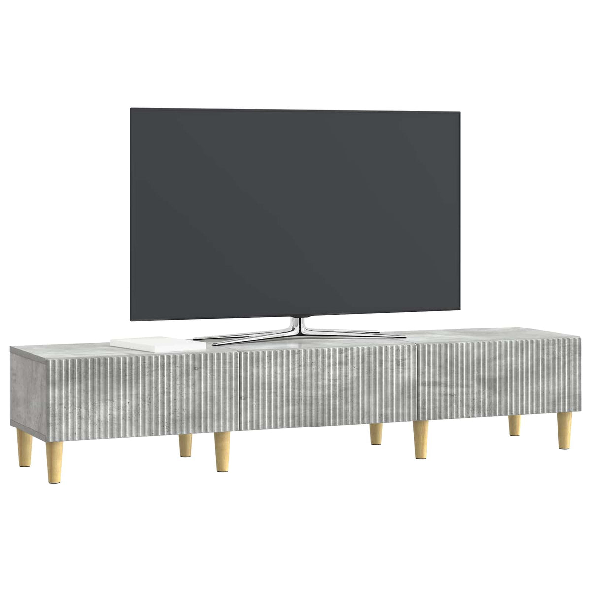 TV-skab med skuffe Betongrå 147 x 34,5 x 30 cm Konstrueret træ