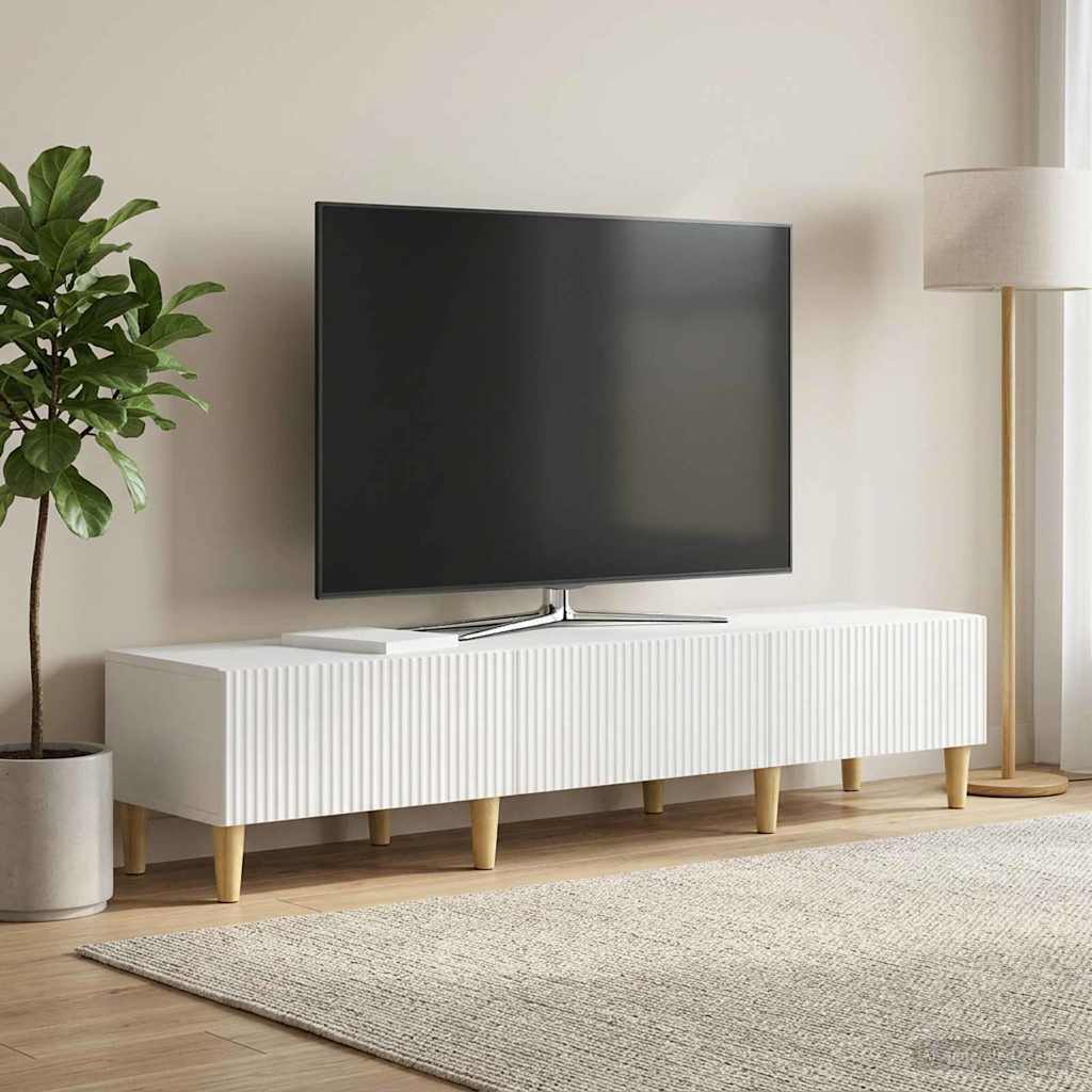 TV-skab Hvid højglans 147 x 34,5 x 30 cm Konstrueret træ