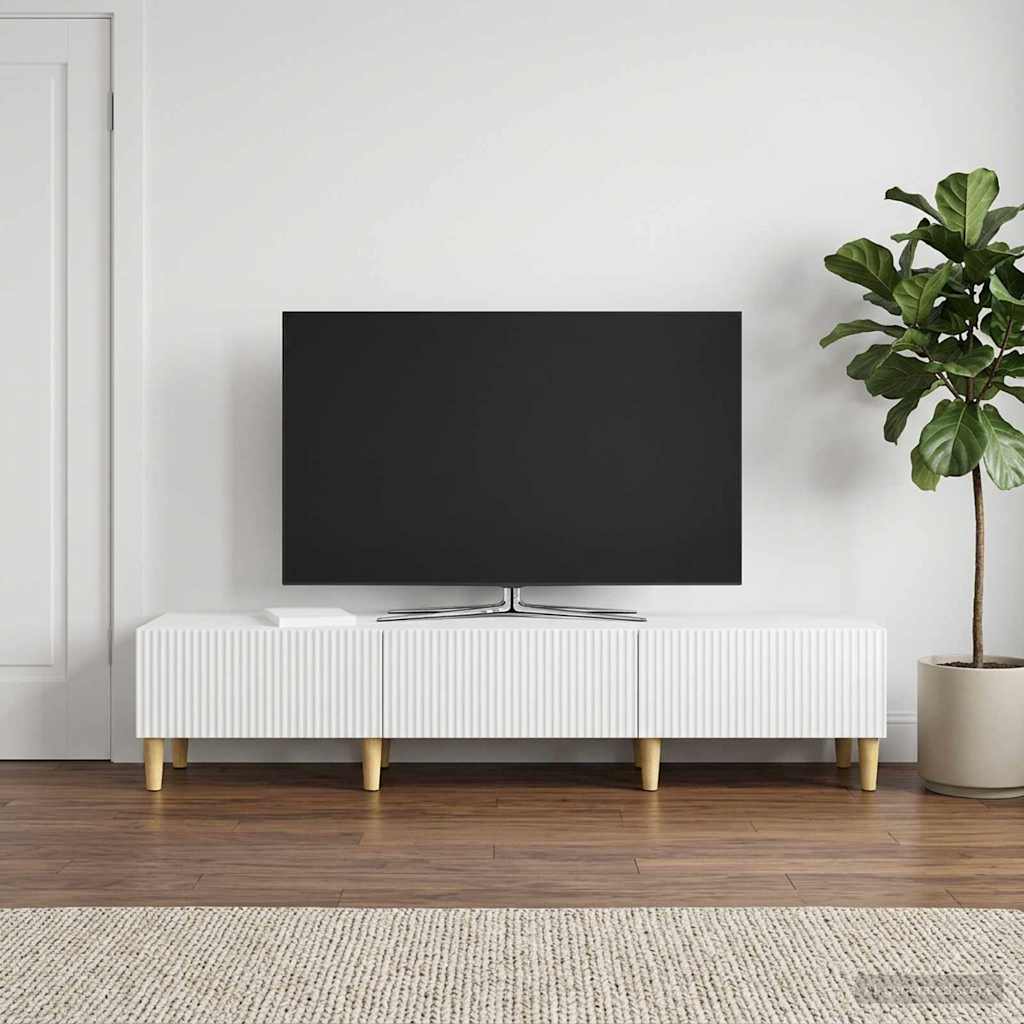 TV-skab Hvid højglans 147 x 34,5 x 30 cm Konstrueret træ