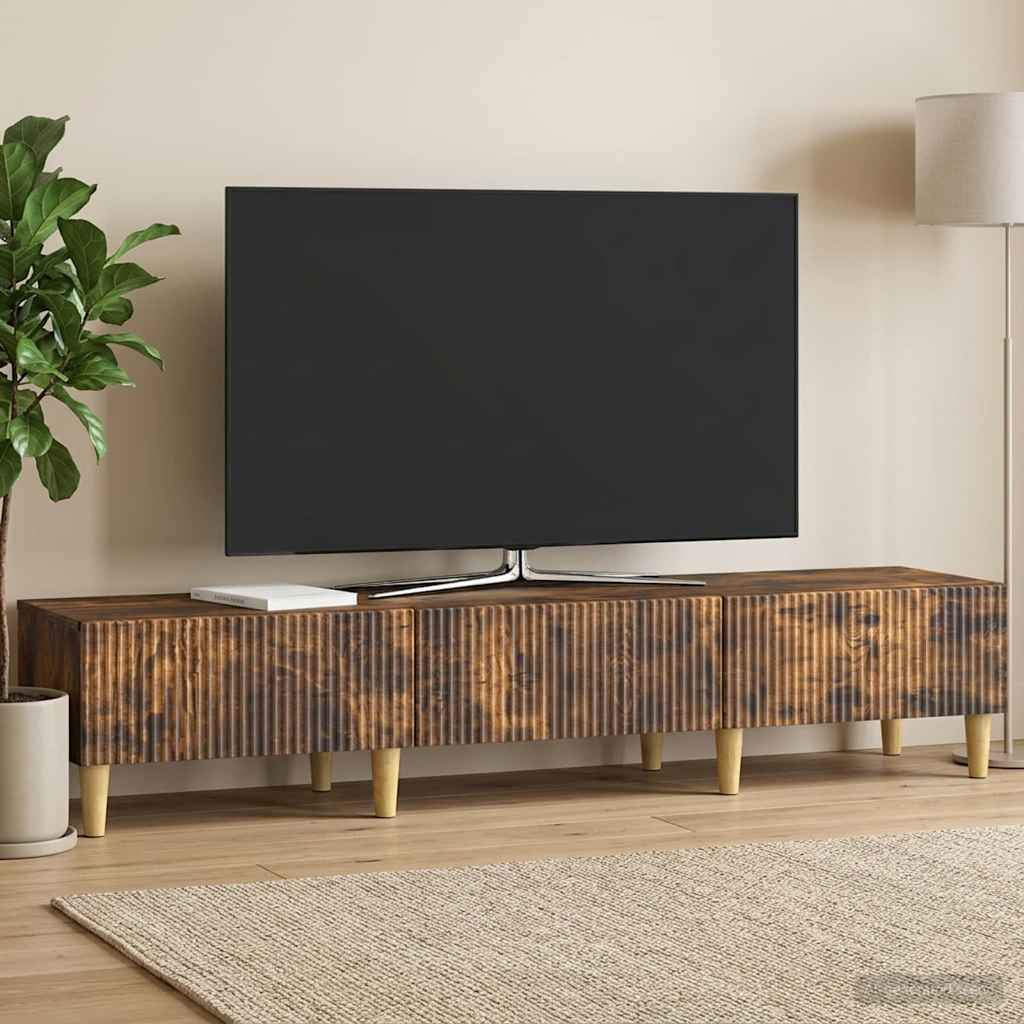 TV-skab med skuffe Røget eg 147 x 34,5 x 30 cm Konstrueret træ