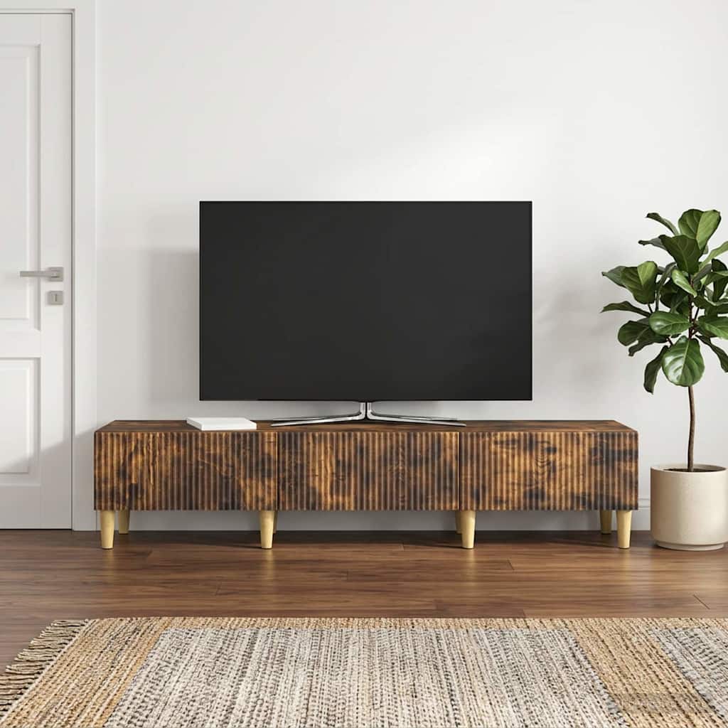 TV-skab med skuffe Røget eg 147 x 34,5 x 30 cm Konstrueret træ