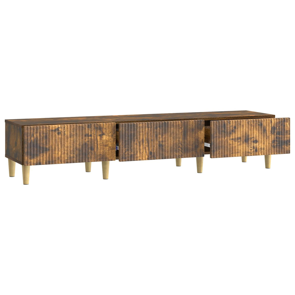 TV-skab med skuffe Røget eg 147 x 34,5 x 30 cm Konstrueret træ