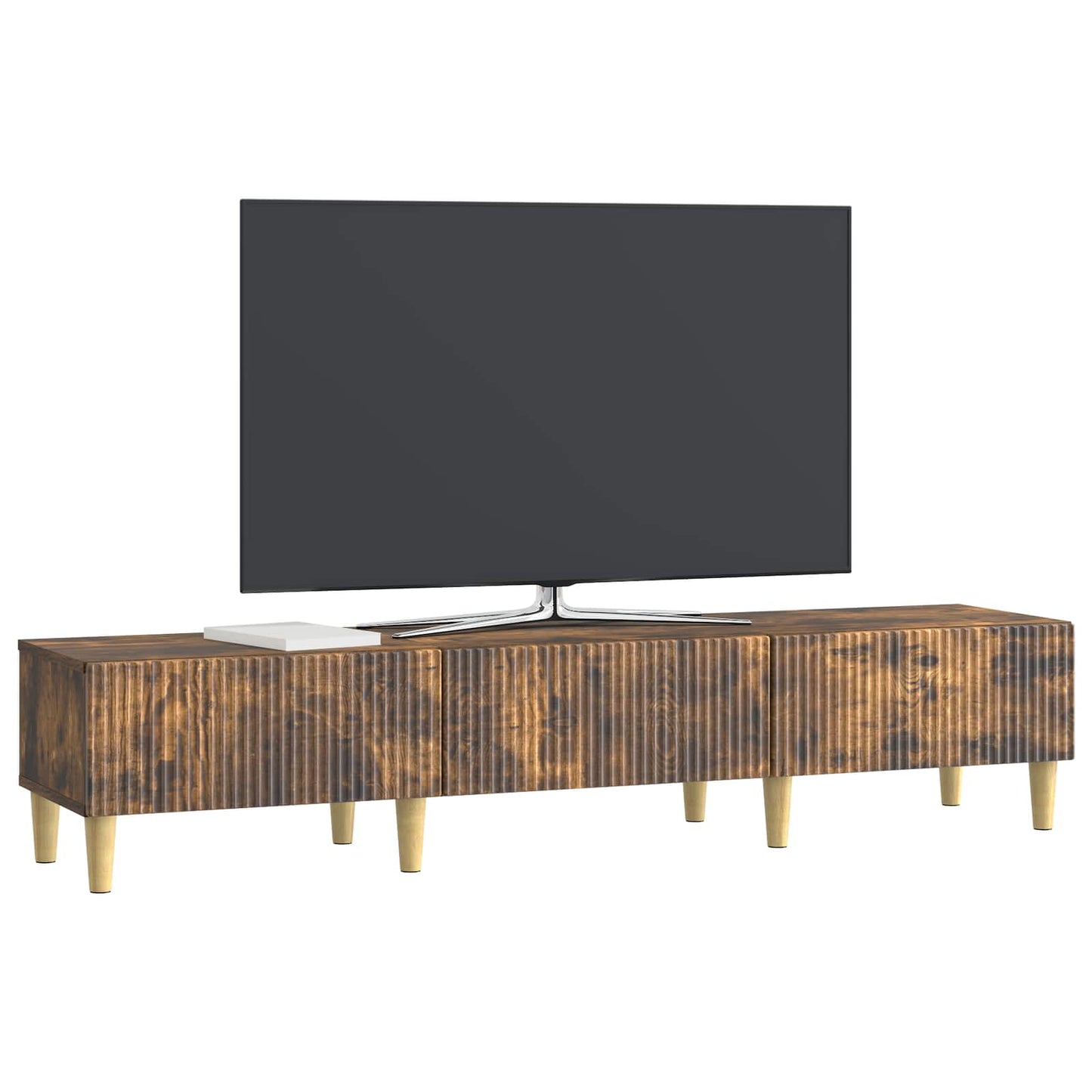 TV-skab med skuffe Røget eg 147 x 34,5 x 30 cm Konstrueret træ