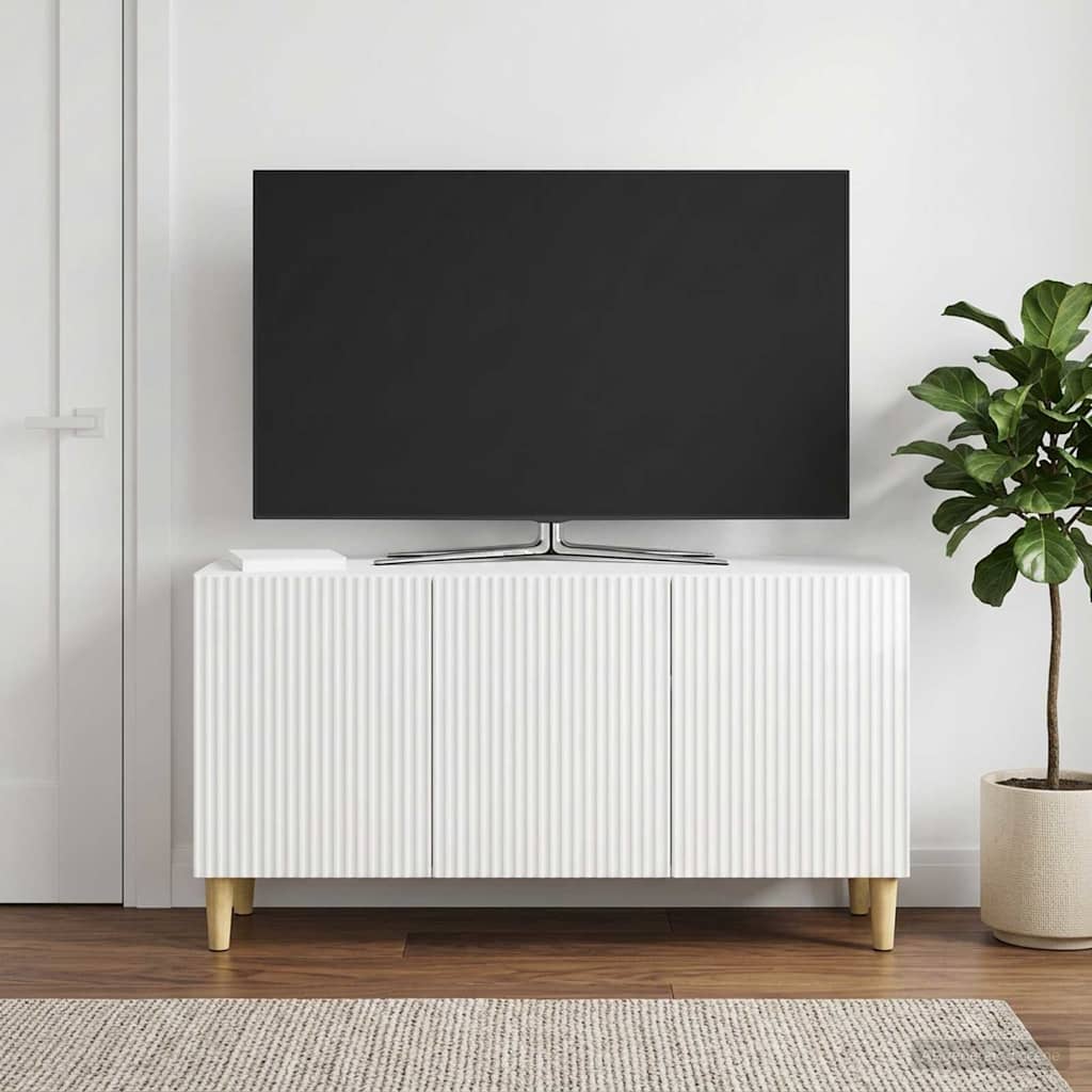 TV-skab 99 x 34,5 x 50 cm Hvid højglans Konstrueret træ