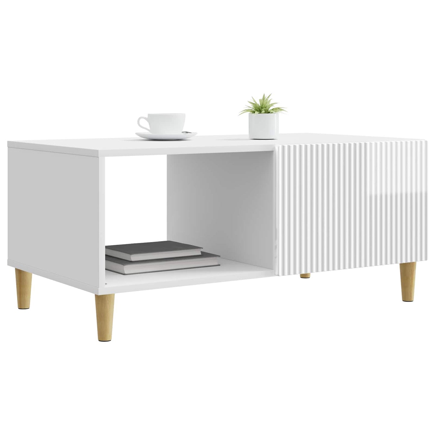 Sofabord Hvid højglans 90 x 50 x 40 cm Konstrueret træ
