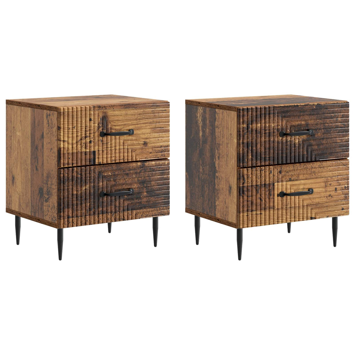 Natskab 2 stk. Gammelt træ 43 x 34,5 x 47,5 cm Konstrueret træ