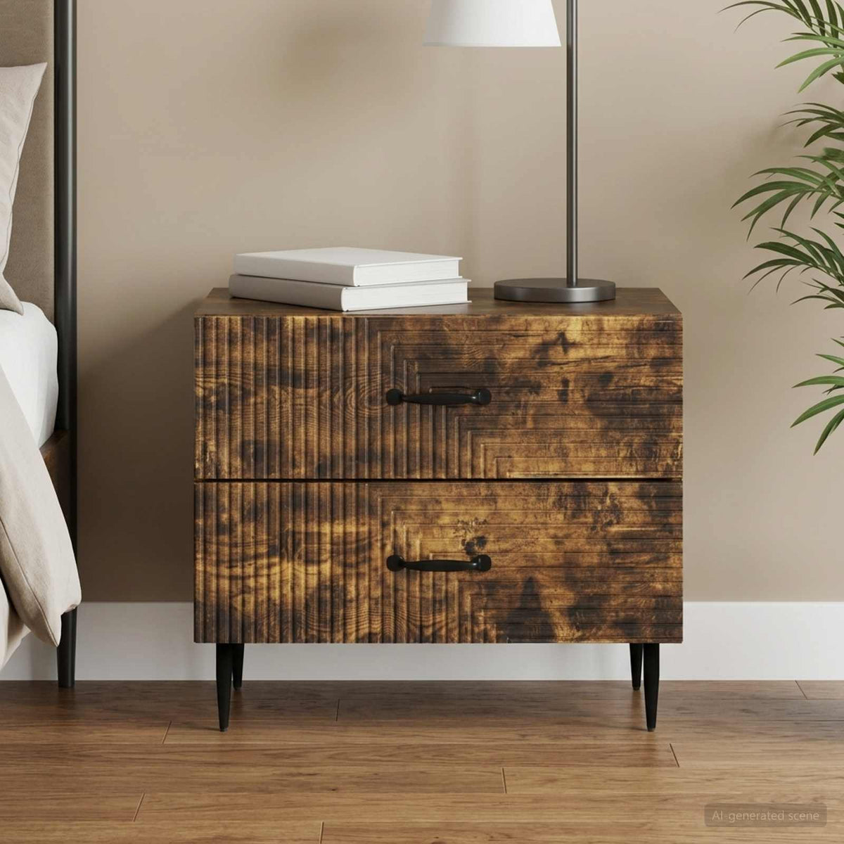 Natskab med skuffe Røget eg 62 x 34,5 x 47,5 cm Konstrueret træ