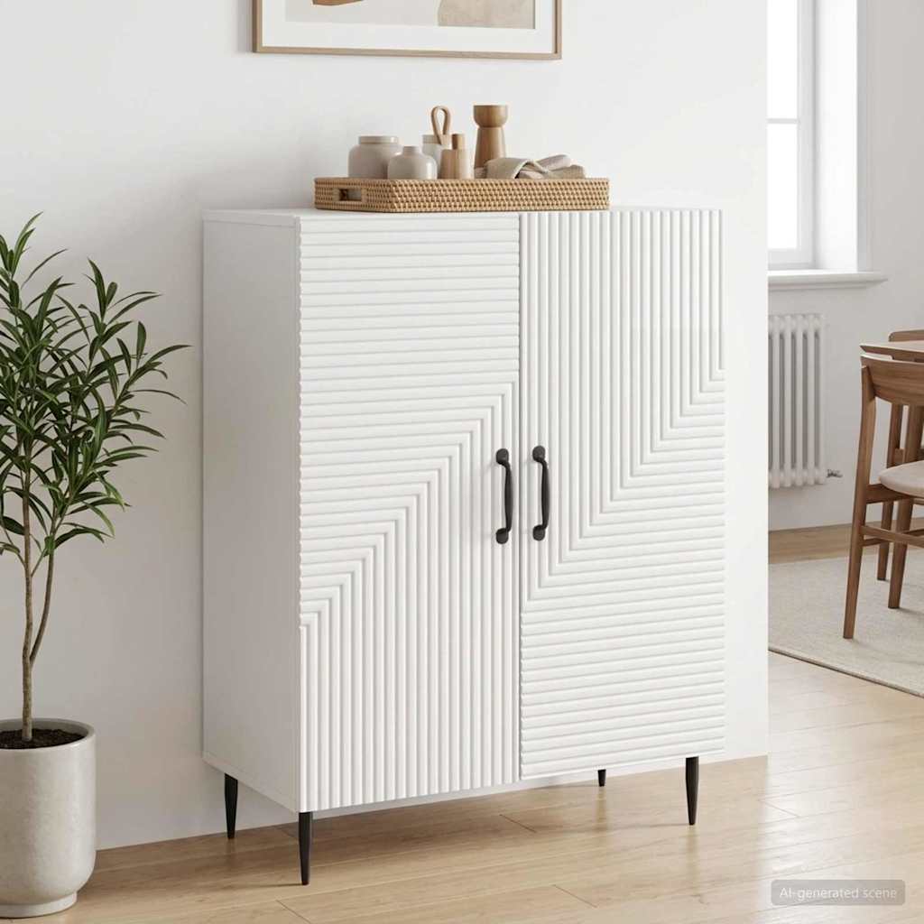 Sideboard Hvid højglans 66 x 34,5 x 89,5 cm Konstrueret træ
