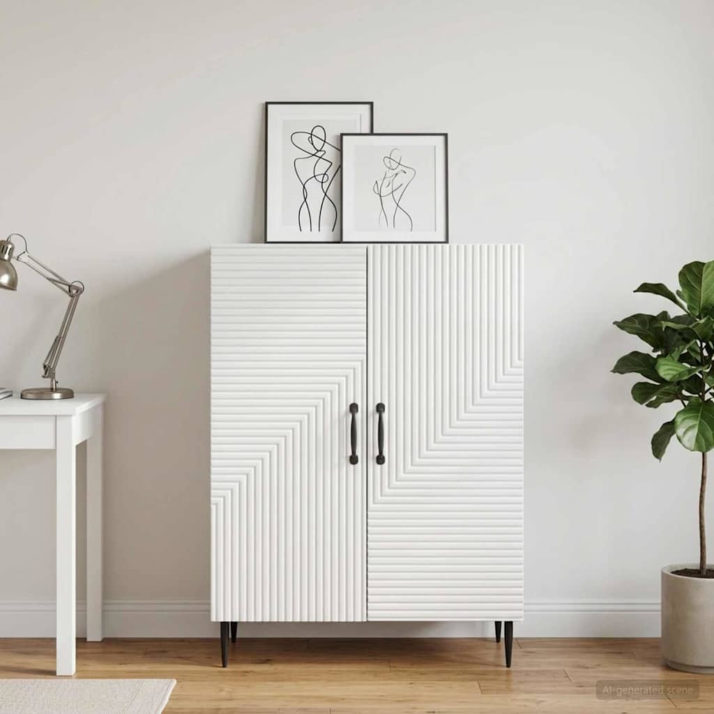 Sideboard Hvid højglans 66 x 34,5 x 89,5 cm Konstrueret træ
