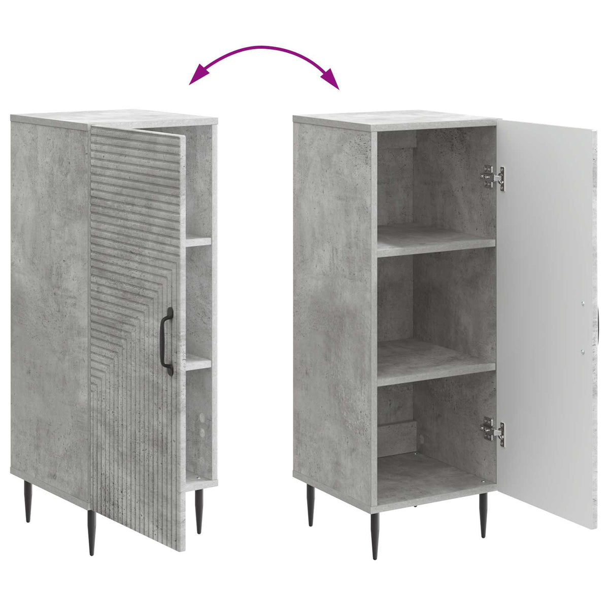 Sideboard Betongrå 33 x 34,5 x 89,5 cm Konstrueret træ